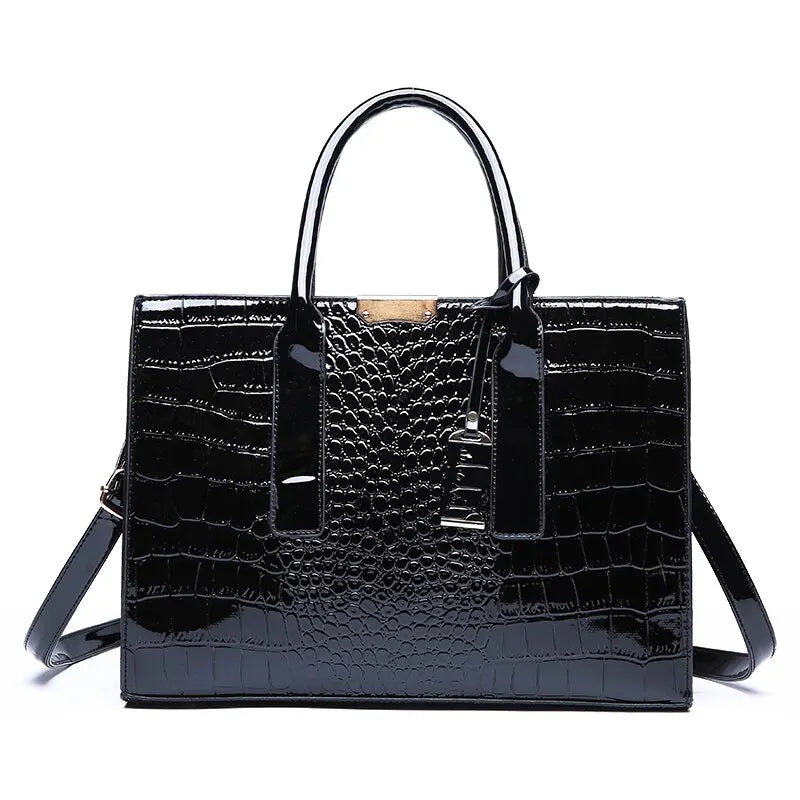 Leather Croc Tote Bag