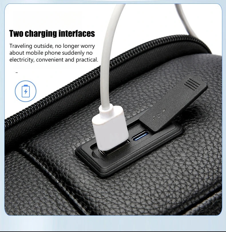 PU Leather Backpack With USB Charger The Store Bags