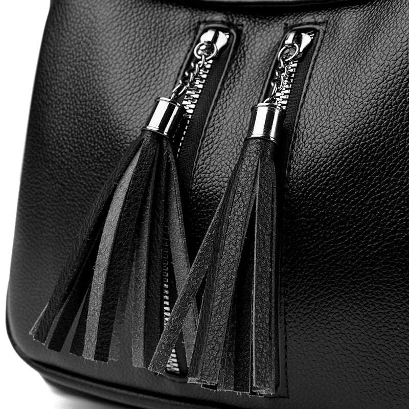 Bolso tipo mochila de cuero con transporte oculto