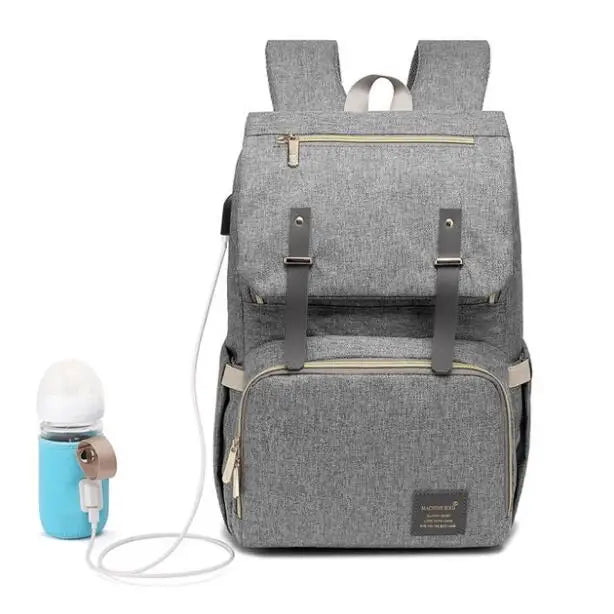 Diaper bag with usb bottle warmer The Store Bags Gray