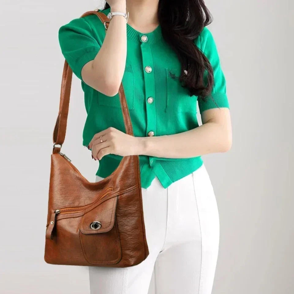 Bolso Tote De Piel Con Cremallera