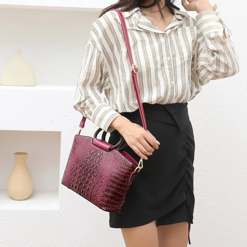Embossed Leather Tote The Store Bags