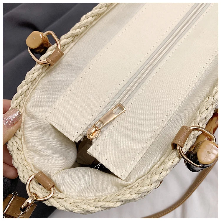 Bolso de paja circular