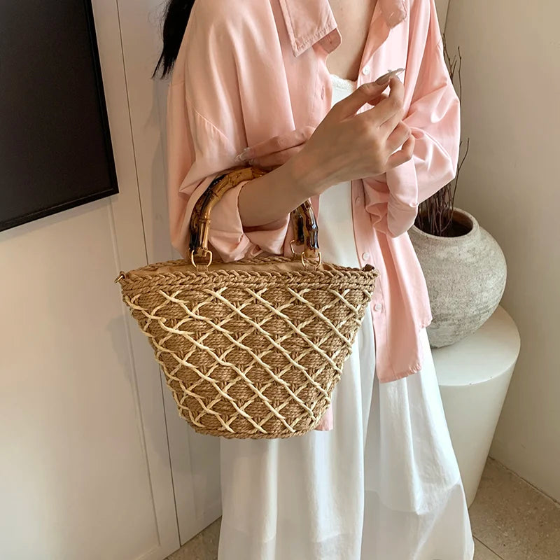 Bolso de paja circular