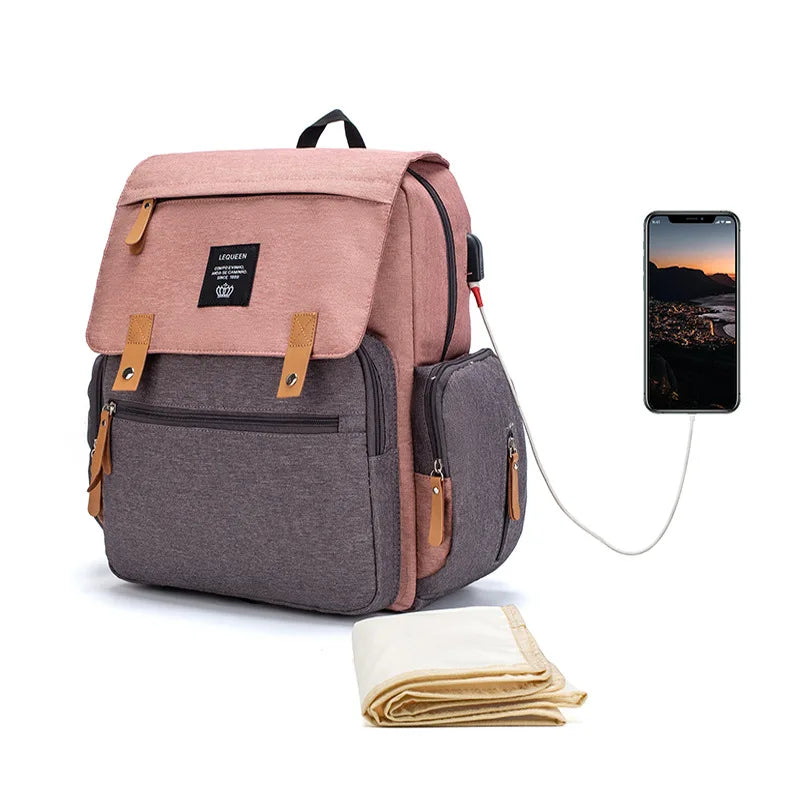 Backpack Diaper Bag With Phone Charger