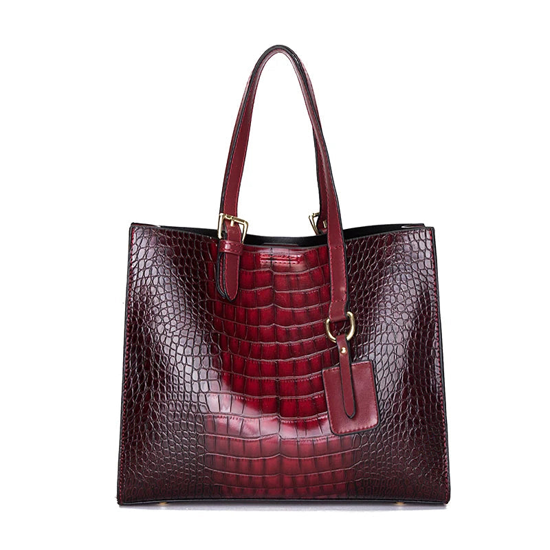 Croc Leather Tote The Store Bags Red