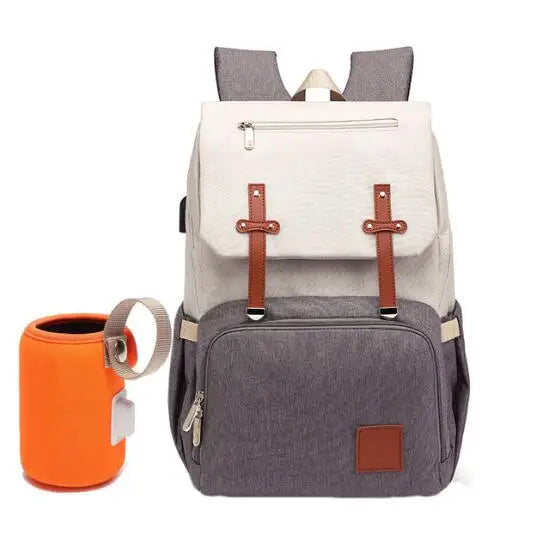 Diaper bag with usb bottle warmer The Store Bags Gray Beige