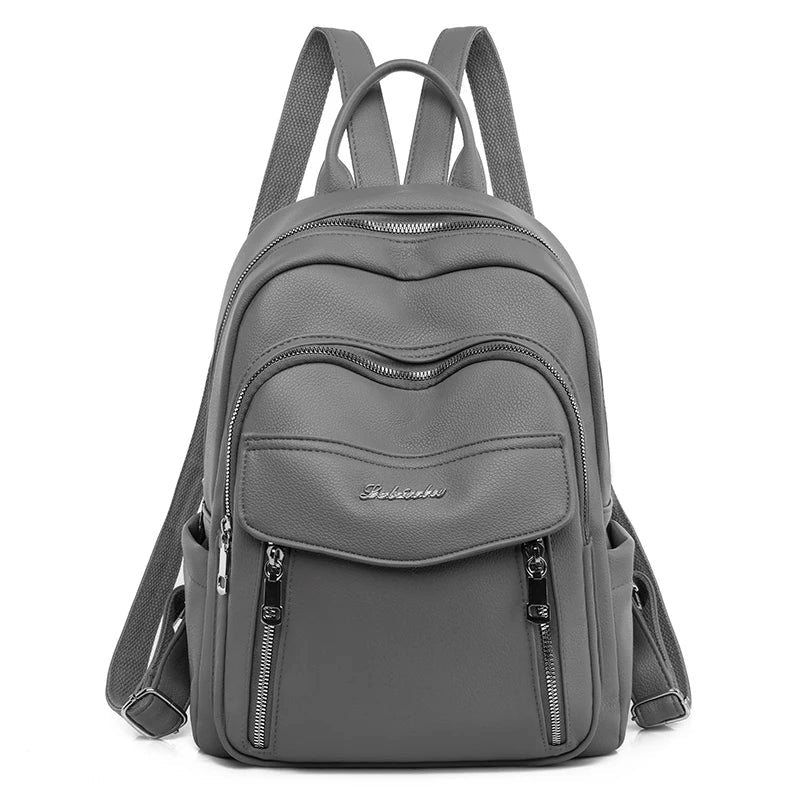 Double Zipper Backpack The Store Bags Grey 13 inches