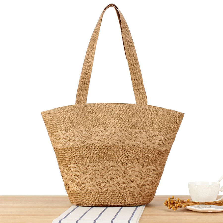 Large Straw Bag With Zipper