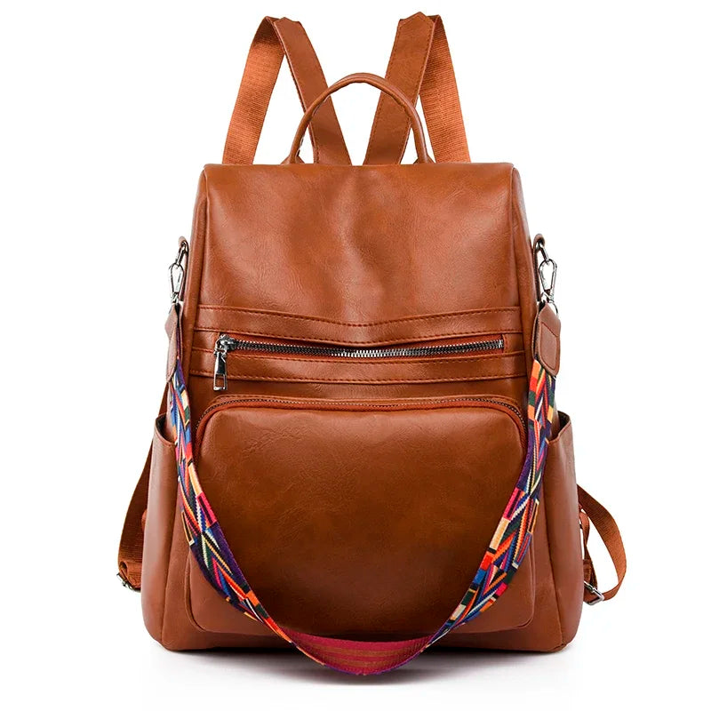 Faux Leather Laptop Backpack Women's