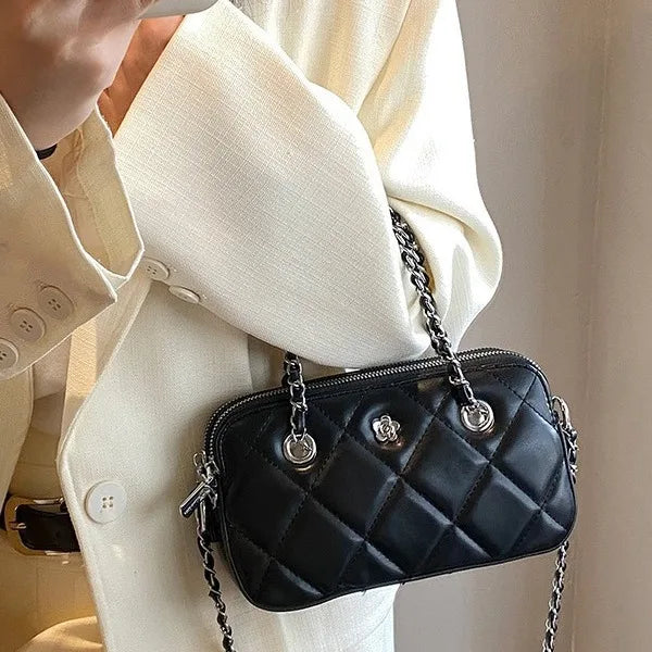 White Shoulder Bag With Chain Strap