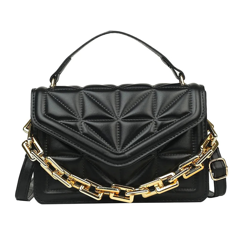 Quilted Handbag With Chain Strap The Store Bags D Black