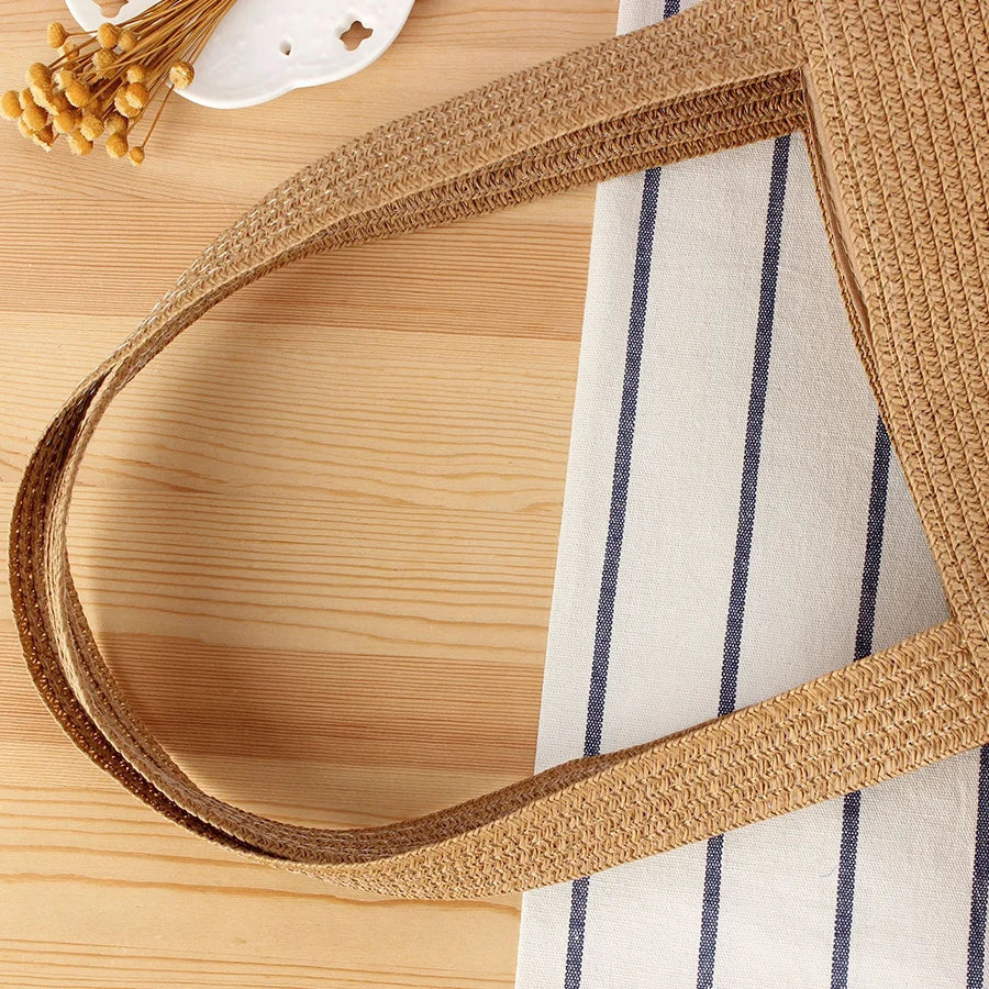 Large Straw Bag With Zipper