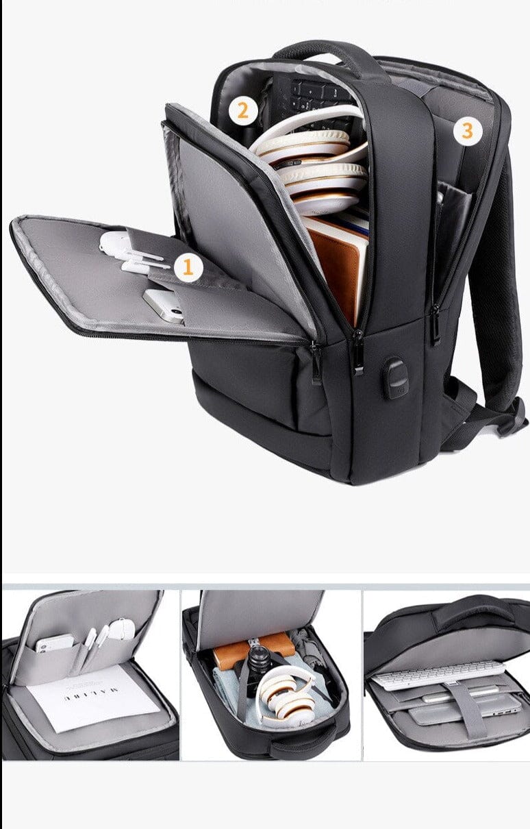 Multi Pocket Waterproof USB Charging Port School Travel Backpack The Store Bags