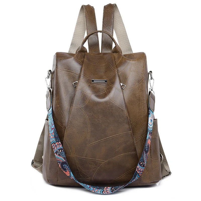 Women's Anti Theft Waterproof Backpack POABA The Store Bags Coffee