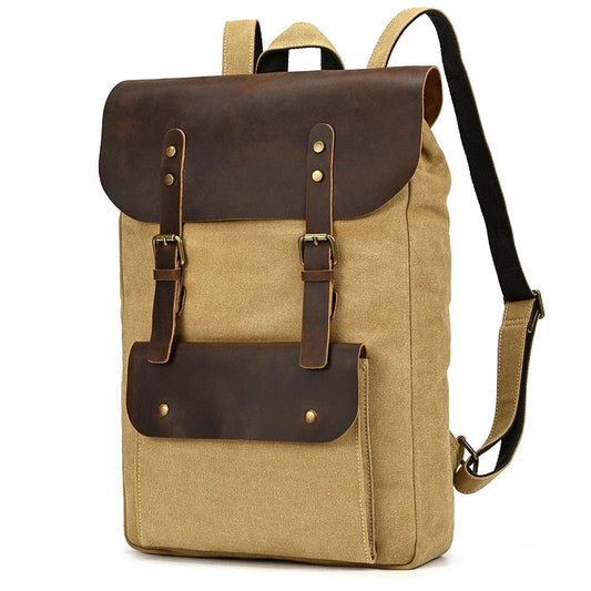 Canvas Leather Backpack 15.6 Laptop The Store Bags Light Brown 2