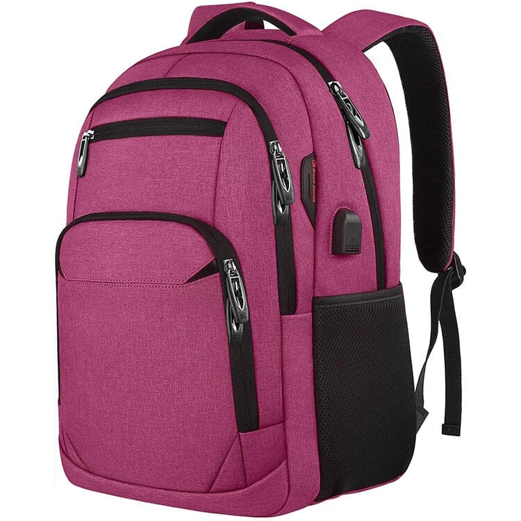Multi-space Men's Travel Laptop Backpack With USB The Store Bags Hot Rose Red