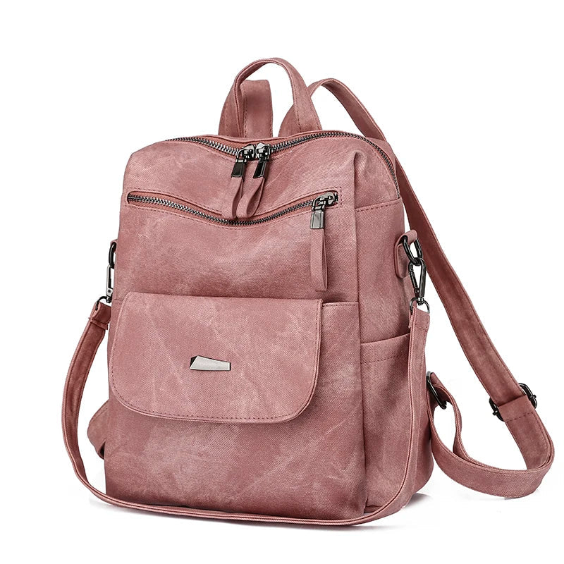 Leather Zip Top Backpack The Store Bags Pink