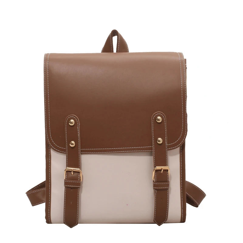 Double Buckle Leather Backpack The Store Bags Coffee