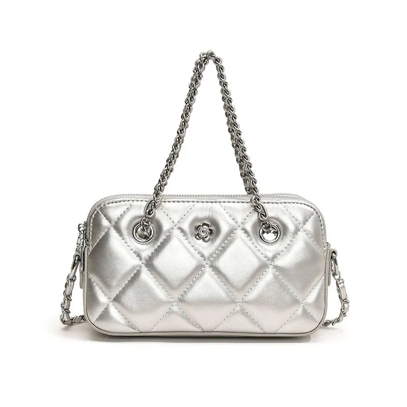 White Shoulder Bag With Chain Strap