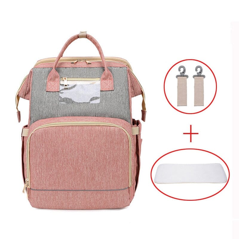 Famicare Nappy USB Backpack The Store Bags grey pink