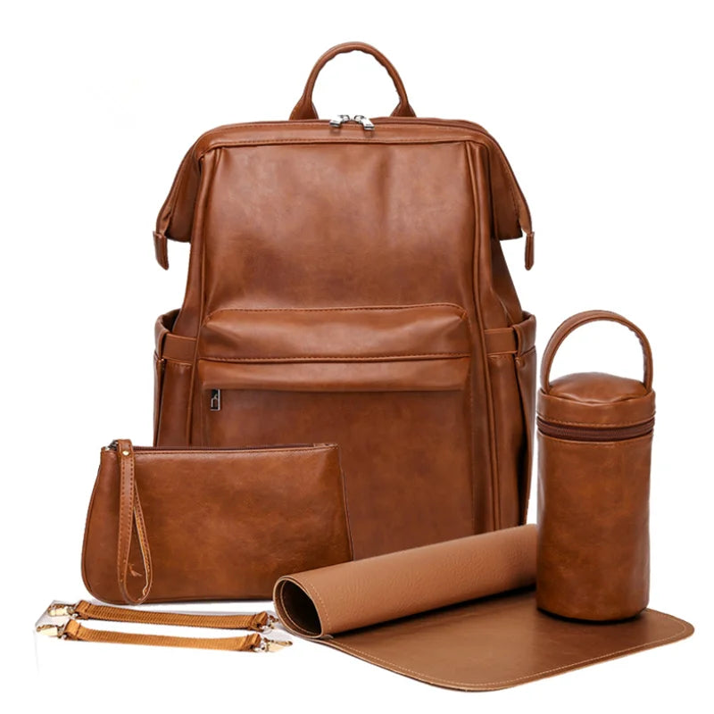 Vegan Leather Backpack Diaper Bag The Store Bags Brown