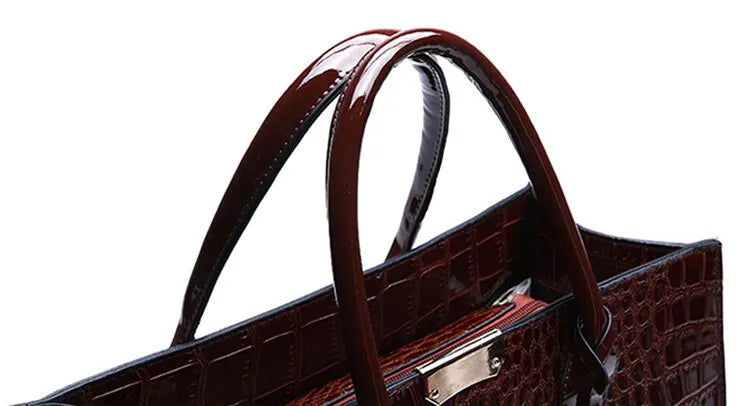 Leather Croc Tote Bag