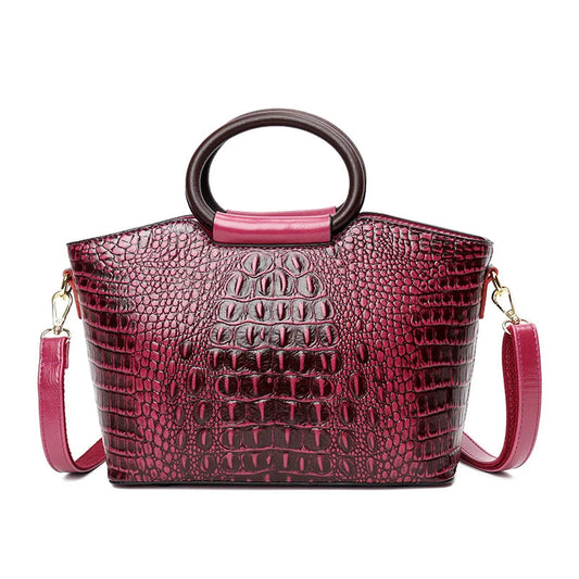 Embossed Leather Tote The Store Bags Purple 