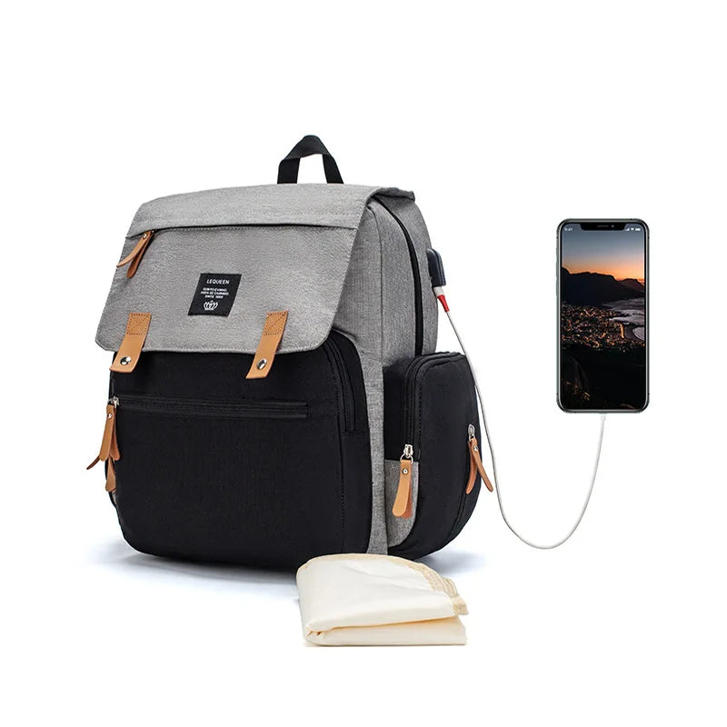 Backpack Diaper Bag With Phone Charger
