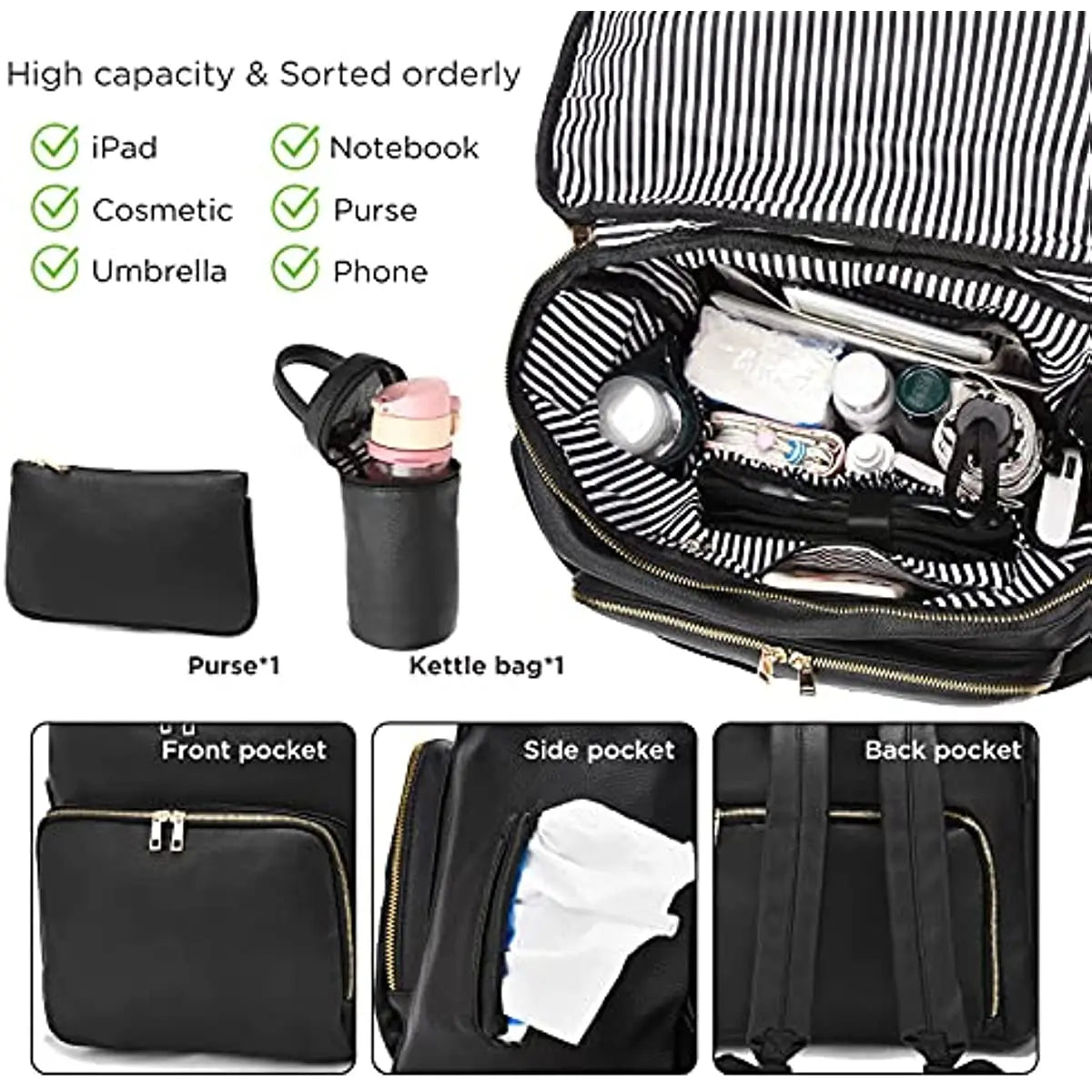 Black Faux Leather Diaper Backpack The Store Bags