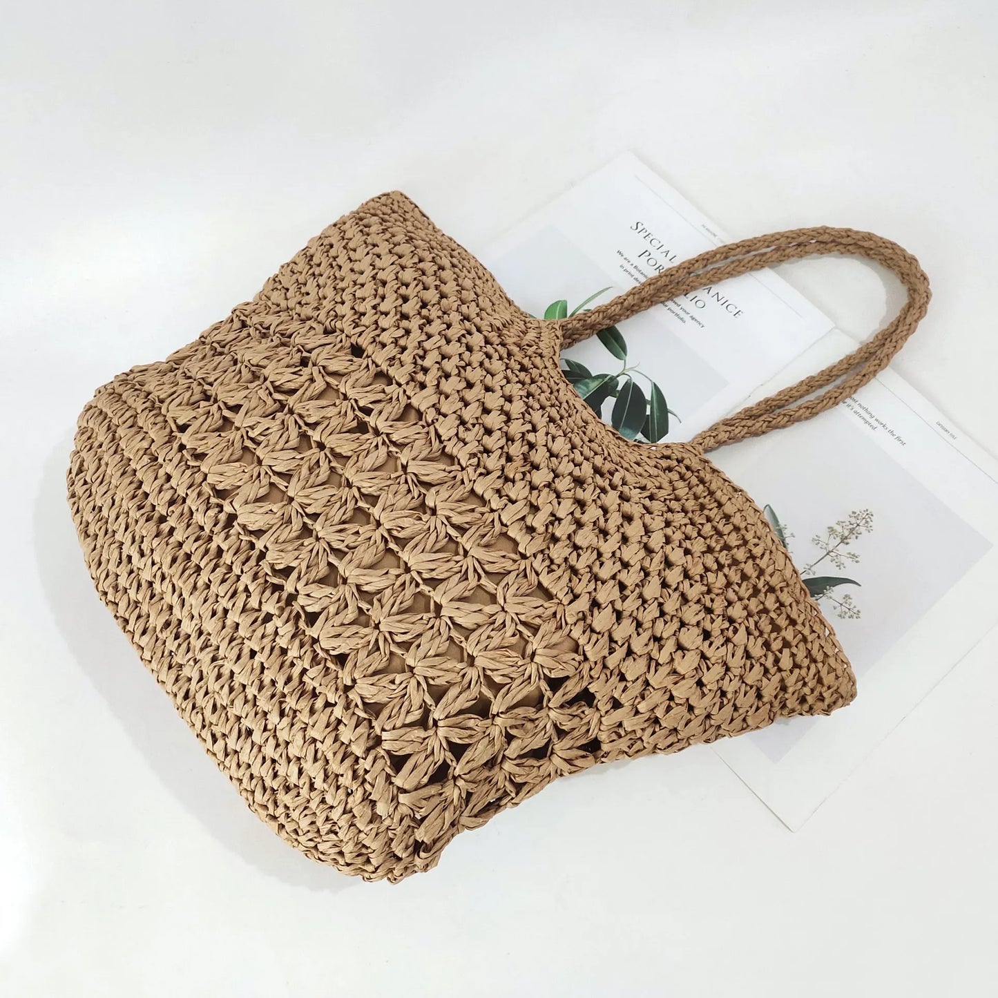Large Straw Tote Beach Bag
