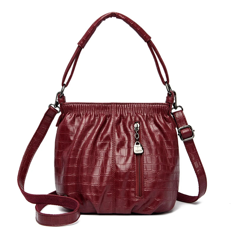 Leather Bucket Shoulder Bag The Store Bags Red 