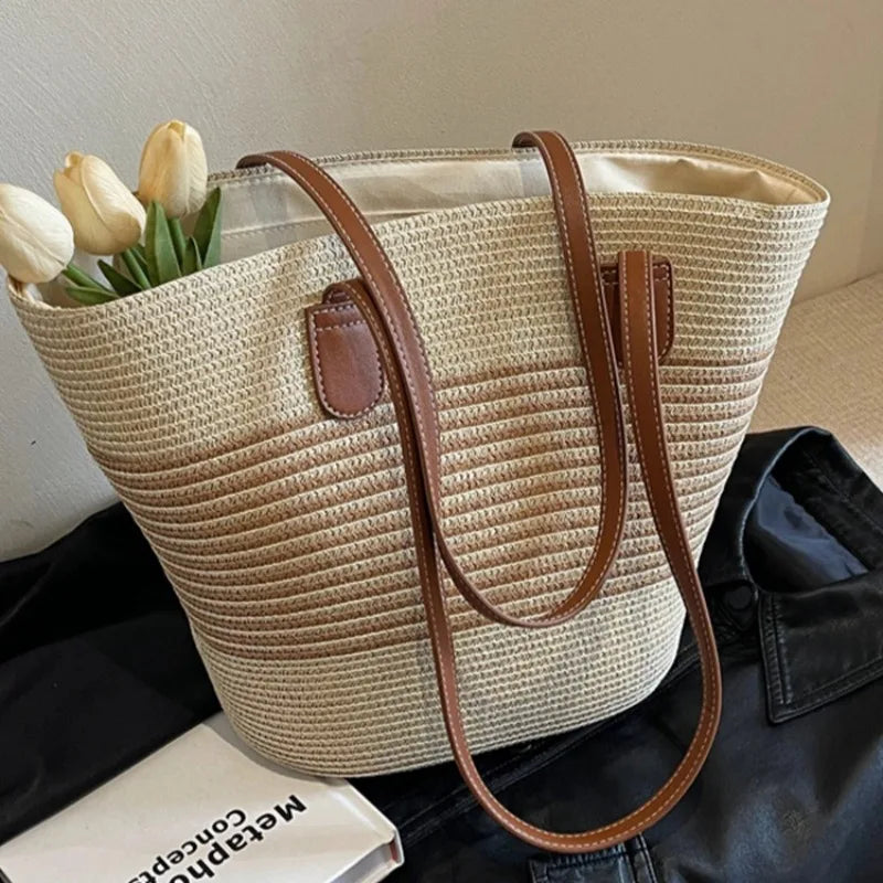 Large Straw Summer Handbag