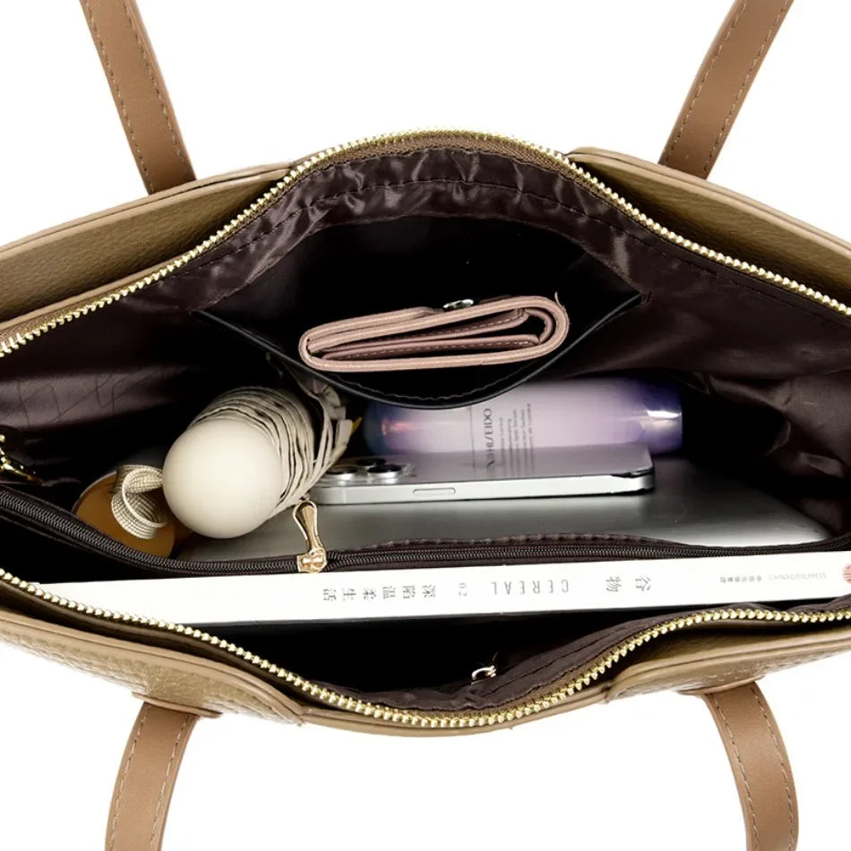 Faux Leather Tote With Zipper The Store Bags