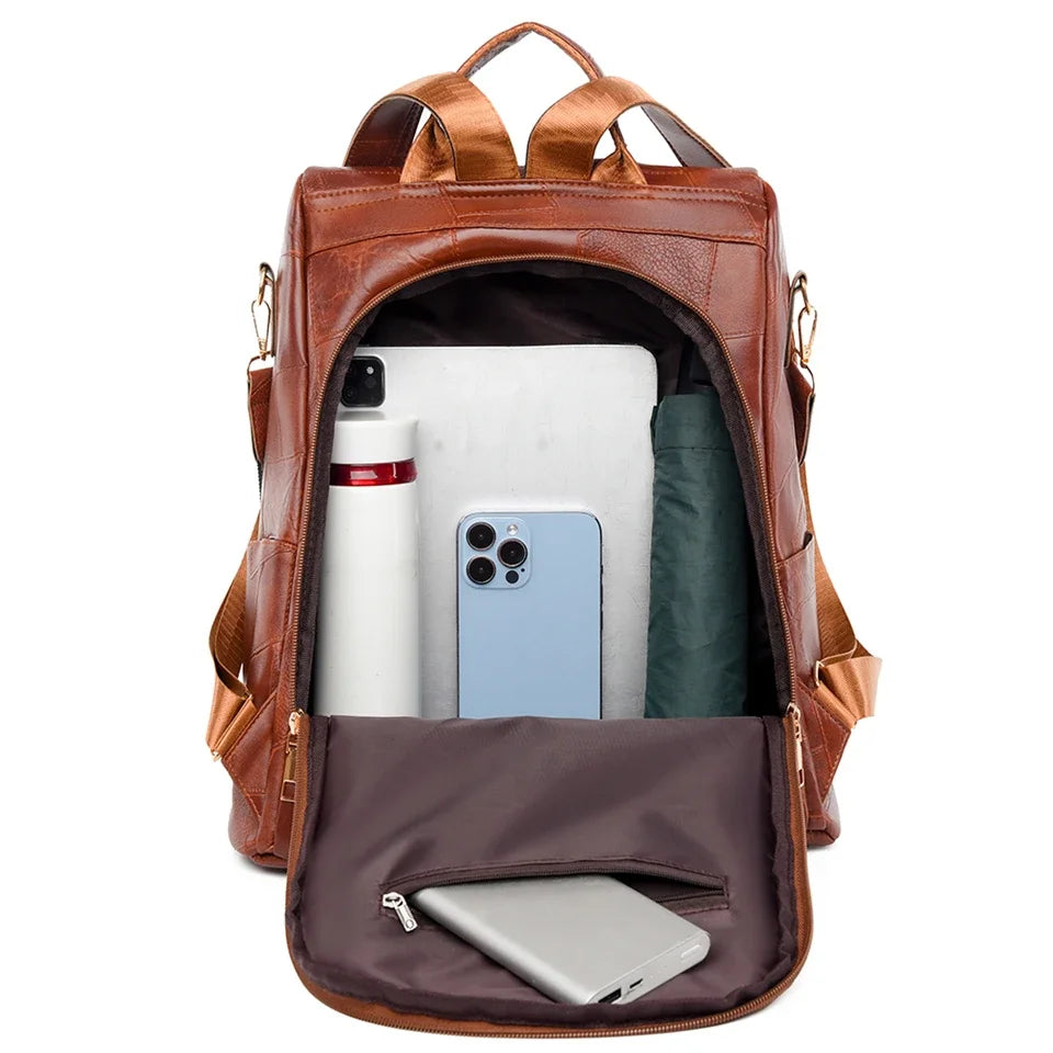 Anti Theft Backpack Women Leather