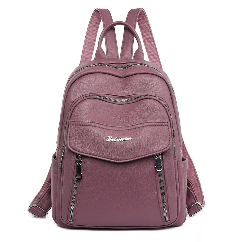 Double Zipper Backpack The Store Bags Purple 13 inches