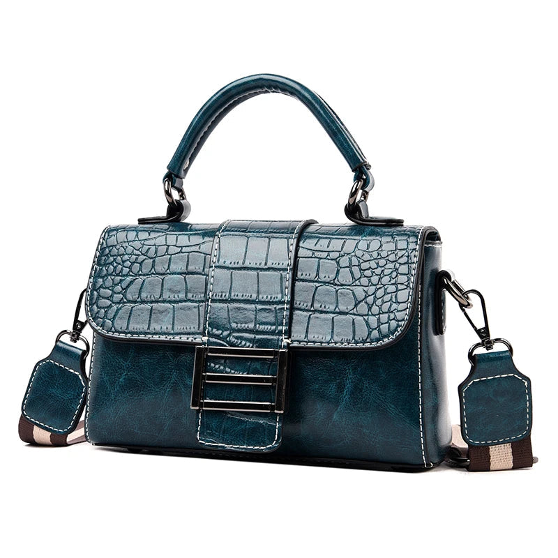 Croc Leather Handbag The Store Bags Blue