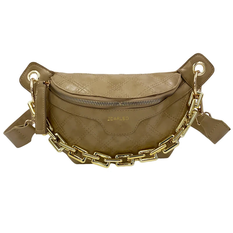 Fanny Pack With Gold Chain The Store Bags Gray
