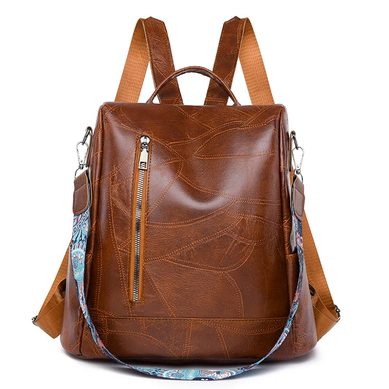 Leather Anti Theft Backpack Women The Store Bags Brown
