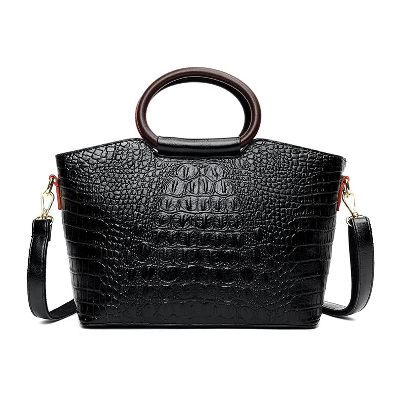 Embossed Leather Tote The Store Bags Black