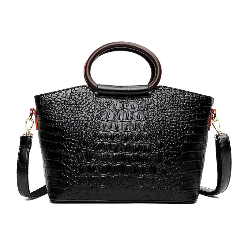 Embossed Leather Tote The Store Bags Black 
