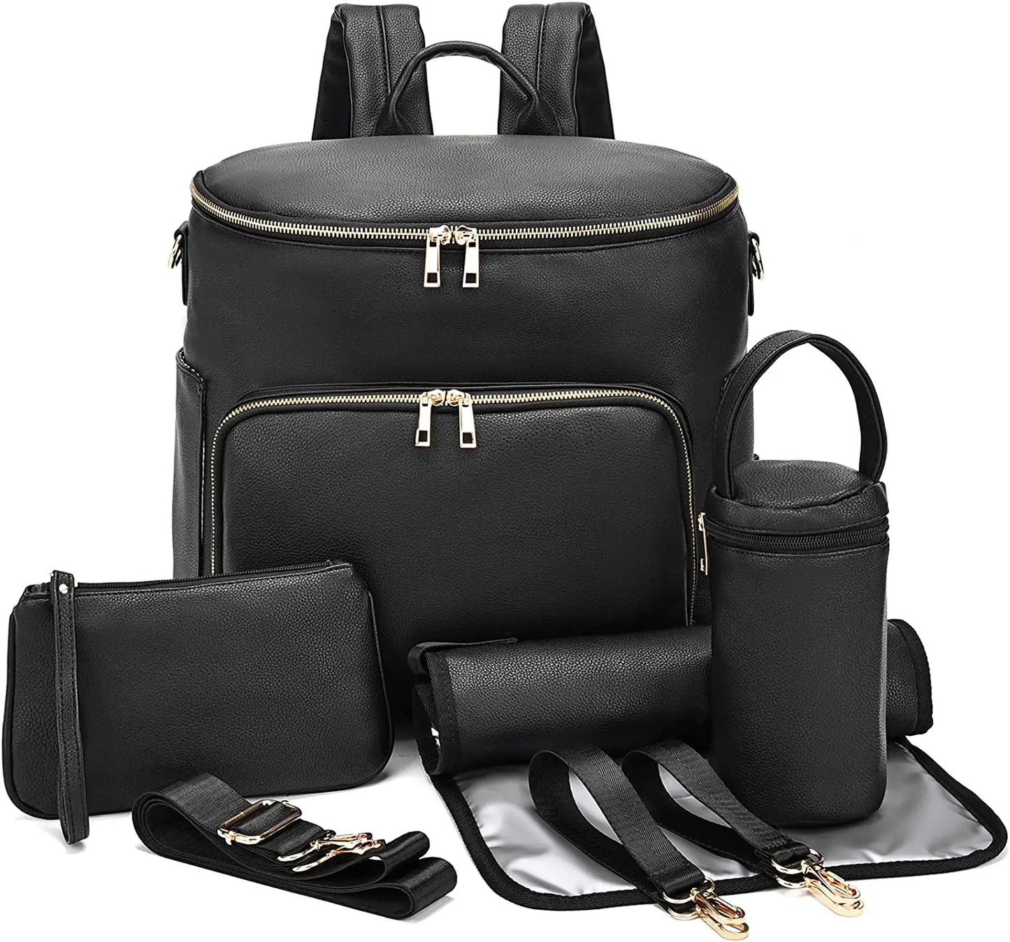 Black Faux Leather Diaper Backpack The Store Bags Black-b