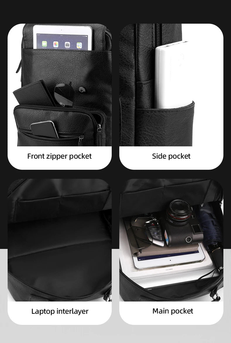 Mochila de cuero hombre portatil 15.6