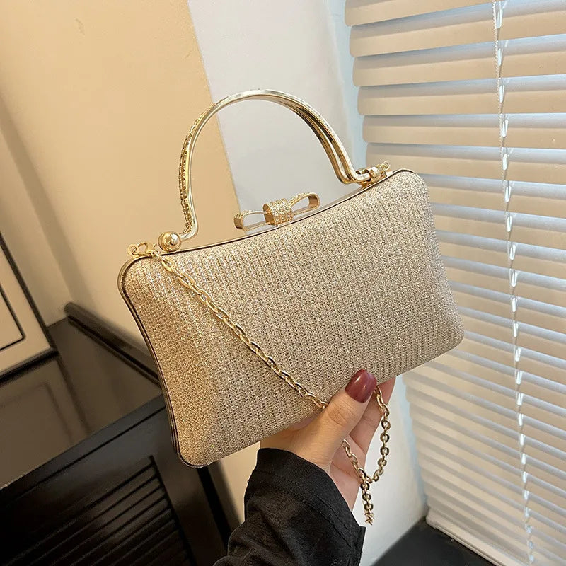 Bolso fiesta dorado redondo