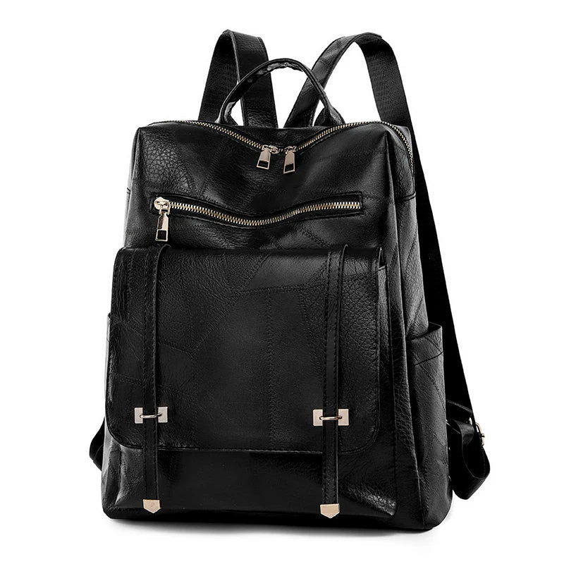 Coofit black leather backpack hotsell