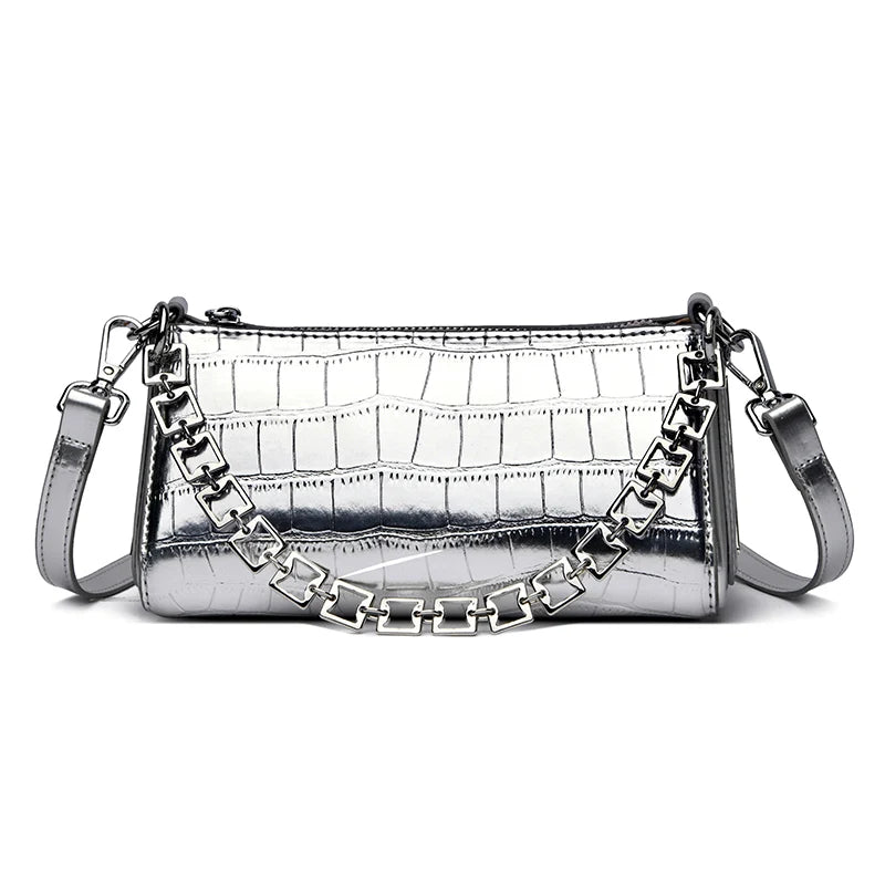 Purse With Chain And Leather Strap The Store Bags Stone silver