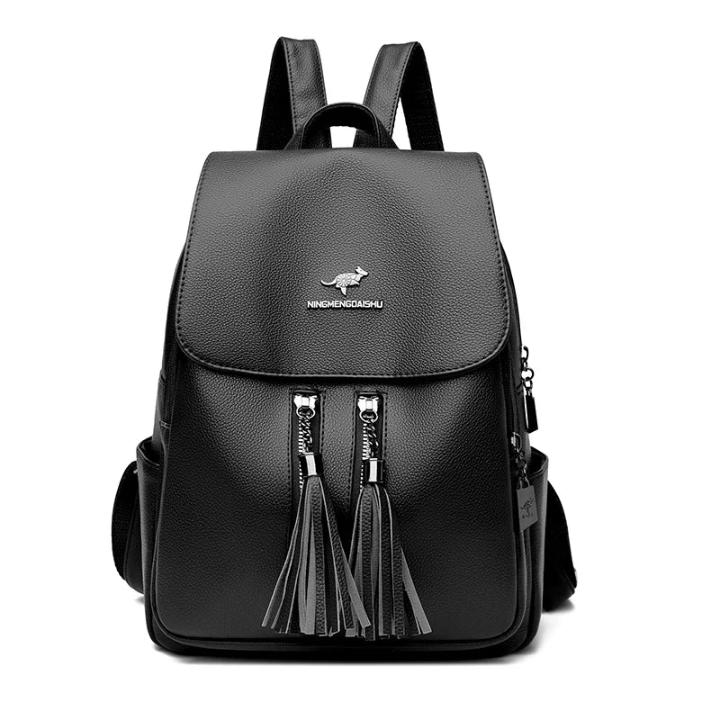 Bolso tipo mochila de cuero con transporte oculto