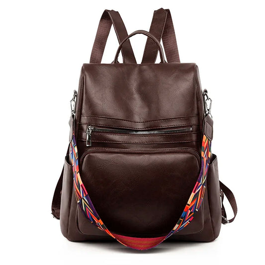 Faux Leather Laptop Backpack Women's