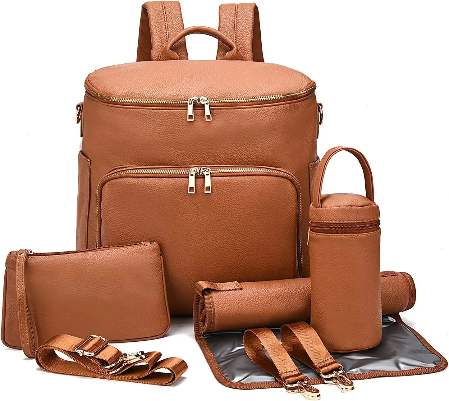 Black Faux Leather Diaper Backpack The Store Bags Brown-b
