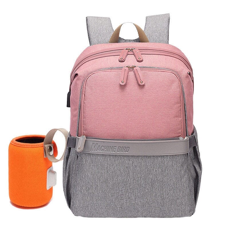 MACHINE BIRD Diaper Bag With USB The Store Bags pink with grey